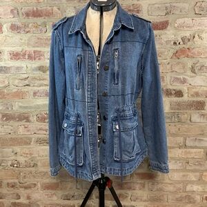 Outerwear long jean jacket size 8